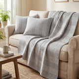 Minimalist Grey Stripe Quilted 3‑Piece Bedding Set
