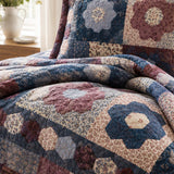 H.PAI Vintage Hexagon Patchwork Quilted 3-Piece Bedding Set