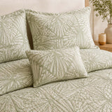 H.PAI Botanical Leaf Serenity Quilted 3-Piece Bedding Set