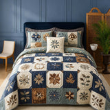 Vintage Cottage Floral Quilted 3-Piece Bedding Set – Luxury Quilted Bedding with Matching Pillow Shams