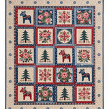 Swedish Dala Horse Floral Patchwork Quilted 3-Piece Bedding Set