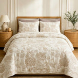 Vintage Floral Jacquard Quilted Bedspread Puff Quilted Cotton Blanket