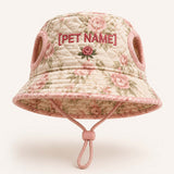 Personalized Rose Quilted Dog Hat – Custom Pet Name With Ear Holes