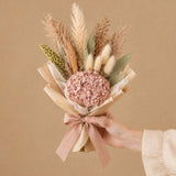 Blush Pink Hydrangea Pampas Dried Flower Bouquet - Posy