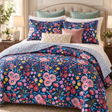Wildflower Garden Reversible 100% Cotton Quilted 3-Piece Bedding Set