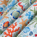 Coastal Coral Reef Reversible 100% Cotton Quilted 3-Piece Bedding Set