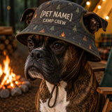 Personalized Camp Crew Quilted Dog Hat – Custom Pet Name With Ear Holes