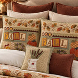 Fall Pumpkin Harvest Patchwork Quilted 3-Piece Bedding Set