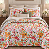 Wildflower Garden Reversible 100% Cotton Quilted 3-Piece Bedding Set
