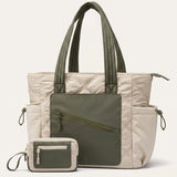 2Pcs Quilted Puffer Tote Bag