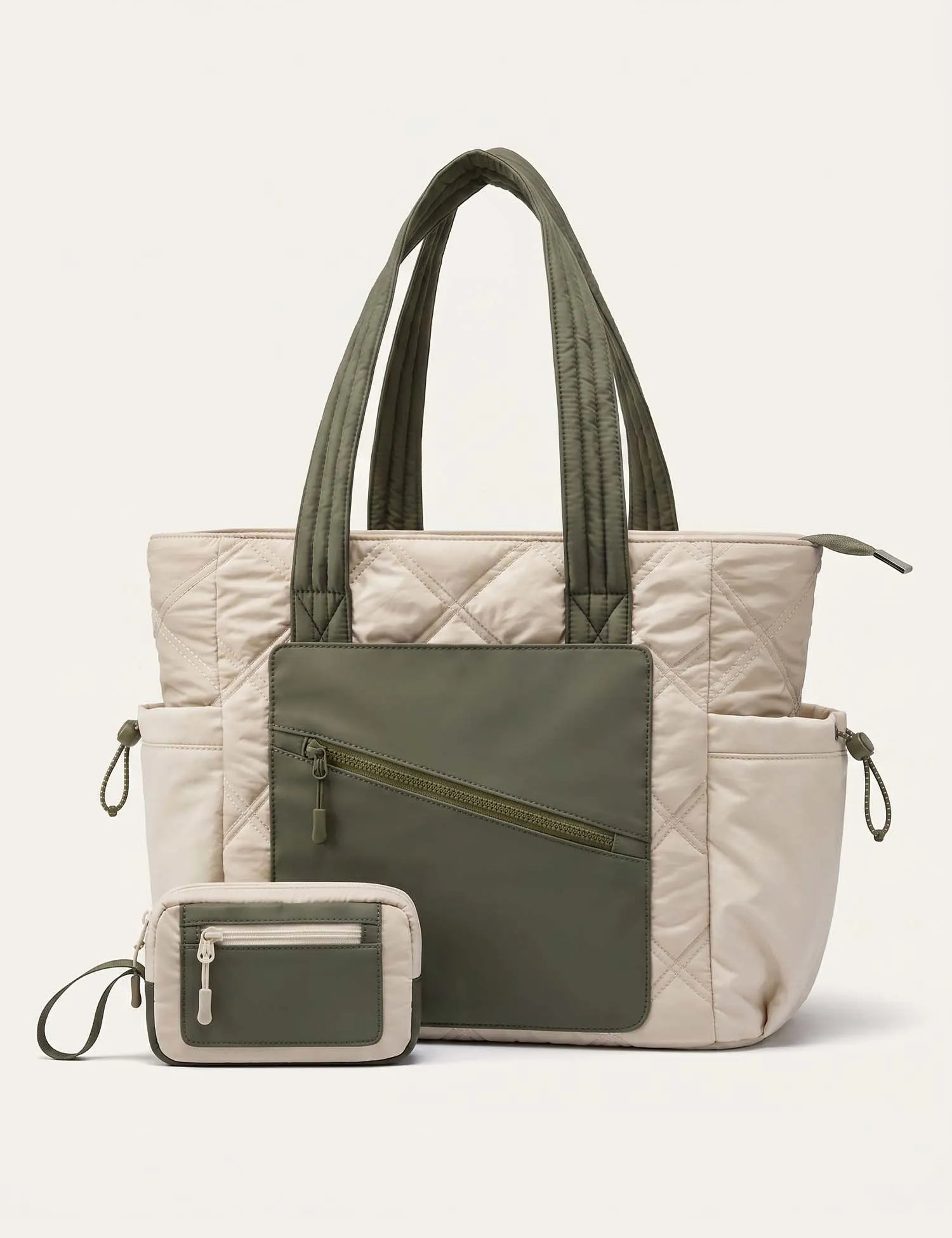 2Pcs Quilted Puffer Tote Bag