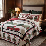 Christmas Tree Farm Truck Quilted 3-Piece Bedding Set