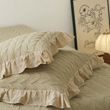 Sage Leaf Double-Layer Gauze Quilted 3-Piece Bedding Set
