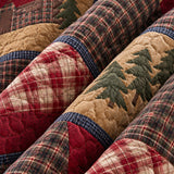 Rustic Bear Cabin Plaid Quilted 3-Piece Bedding Set