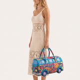 Hippie Peace Joy Quilted Duffle Bag