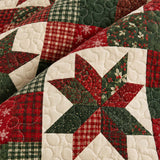 Christmas Star Patchwork Quilted 3-Piece Bedding Set