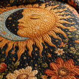 Celestial Sunflower Moonlight Quilted 3-Piece Bedding Set