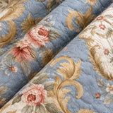 Vintage Blue Floral Baroque Quilted 3-Piece Bedding Set