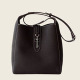 Top-grain cowhide bucket crossbody tote bag