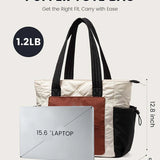 2Pcs Quilted Puffer Tote Bag