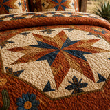 H.PAI Western Star Patchwork Quilted 3-Piece Bedding Set – Classic Americana Quilted Bedding with Matching Pillow Shams