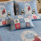 Snowy Yeti Winter Wonderland Quilted 3-Piece Bedding Set