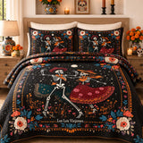 Dancing Skeletons Day of the Dead Quilted 3-Piece Bedding Set