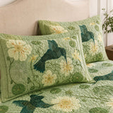 Hummingbird Botanical Garden Quilted 3-Piece Bedding Set