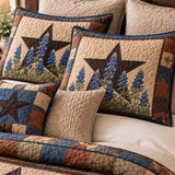 Rustic Bluebonnet Star Patchwork Premium Microfiber Quilted 3-Piece Bedding Set