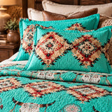Turquoise Western Longhorn Dreamcatcher Quilted 3-Piece Bedding Set