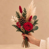 Christmas Red Rose Evergreen Preserved Bouquet - Posy