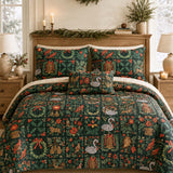 Woodland Swan Christmas Quilted 3-Piece Bedding Set
