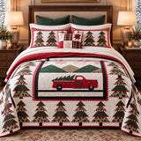 Christmas Tree Farm Truck Quilted 3-Piece Bedding Set