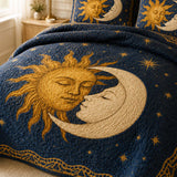 Celestial Sun Moon Mystic Garden Quilted 3-Piece Bedding Set