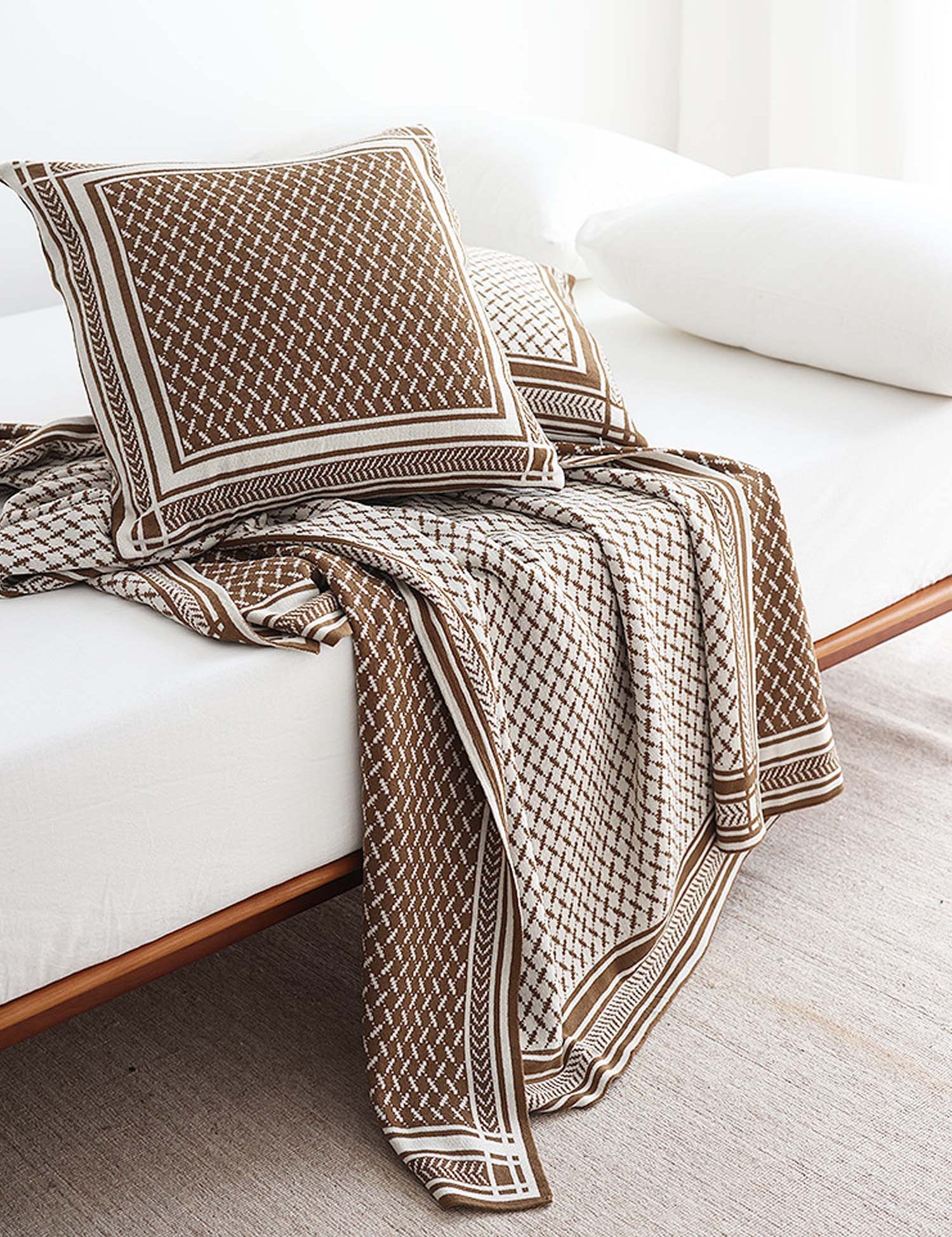 Geometric Knit Throw Blanket & Pillow Cover Set