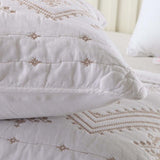 Ivory Nomad Geometric Quilted 3-Piece Bedding Set