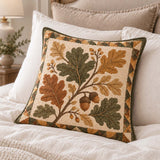 Autumn Oak Leaves & Acorn Quilted Pillow Cover