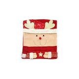 3D Santa Snowman Reindeer Christmas Chair Covers, Red Hot Stamping Xmas Dining Chair Back Slipcovers