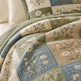 Wildflower Meadow Quilted 3-Piece Bedding Set – Luxury Quilted Bedding with Matching Pillow Shams