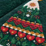 Folk Art Angel Christmas Tree Quilted 3-Piece Bedding Set