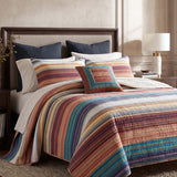 Retro Boho Multicolor Striped 100% Cotton Quilted 3-Piece Bedding Set