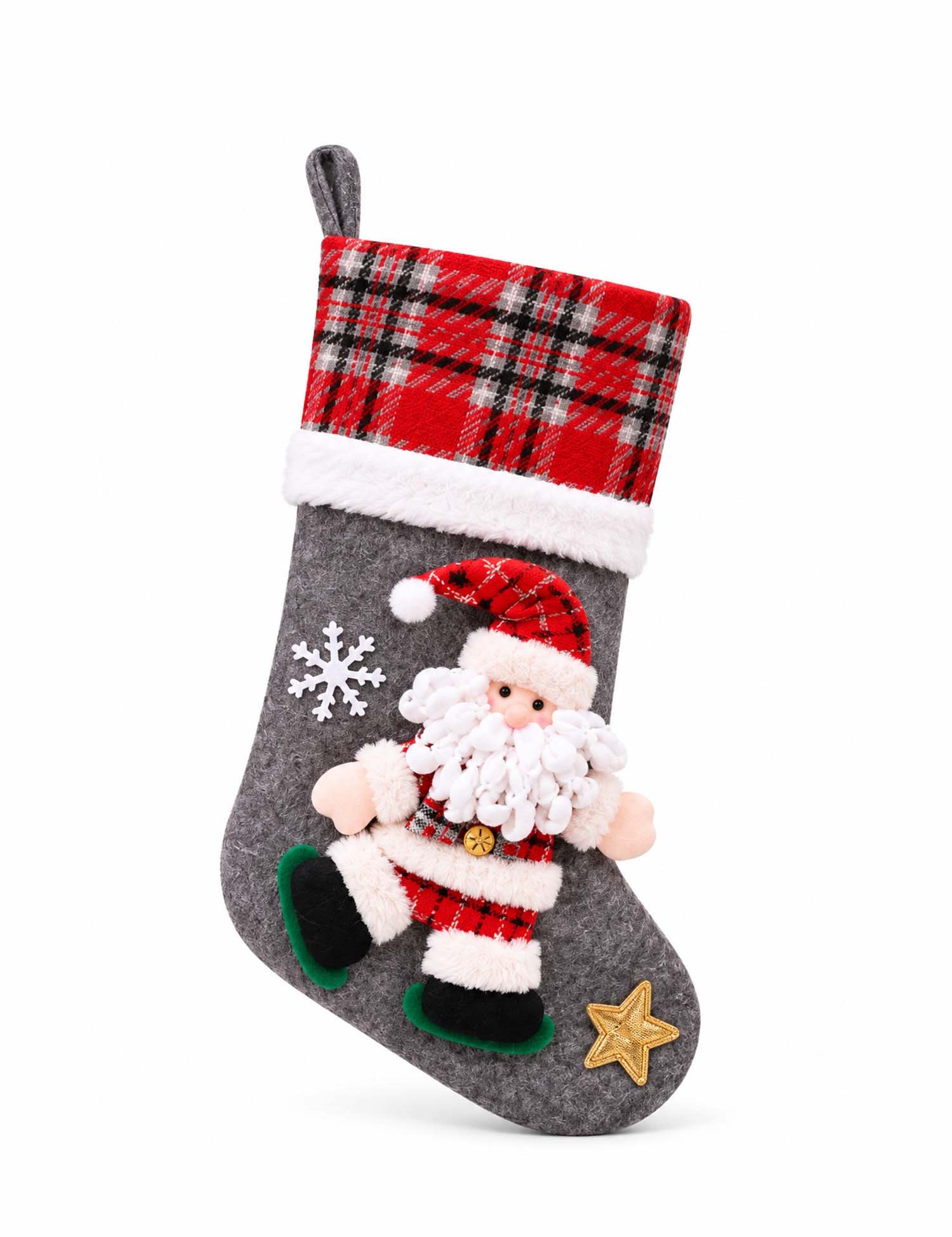 Festive Christmas Character Plaid Stockings