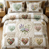 H.PAI Flower Patchwork 3-Piece Quilted Bedding Set