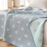 Vintage Sage Green Leaf Jacquard Quilted Throw Three‑Layer Gauze Cotton Blanket