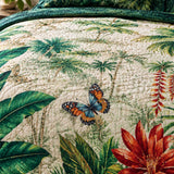 H.PAI Tropical Botanical Quilted 3-Piece Bedding Set – Luxury Quilted Bedding with Matching Pillow Shams