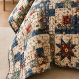 H.PAI Vintage Patchwork Quilted 3-Piece Bedding Set – Classic Americana Quilted Bedding With Matching Pillow Shams