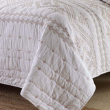 Ivory Nomad Geometric Quilted 3-Piece Bedding Set