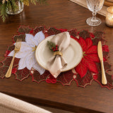 Christmas Poinsettia Holly Leaf Cutout Table Runner