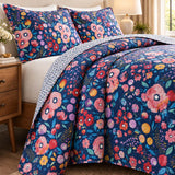 Wildflower Garden Reversible 100% Cotton Quilted 3-Piece Bedding Set