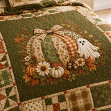 H.PAI Pumpkin Ghost Harvest Quilted 3-Piece Bedding Set